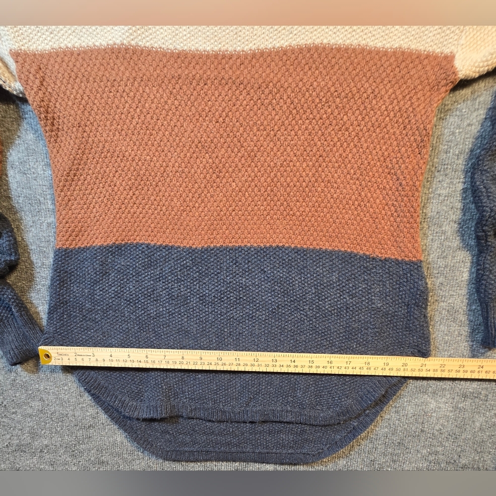 KÜHL Colorblock Boat Neck‎ Knit Sweater Cream Orange Blue Size Small Cotton Wool - Picture 6 of 13